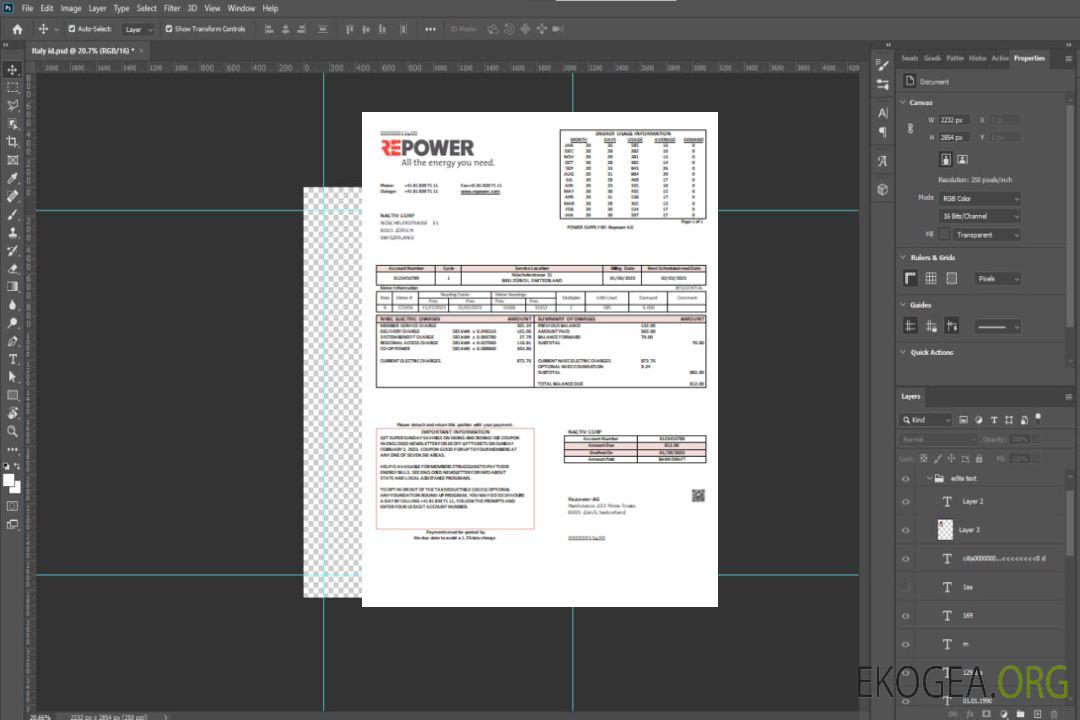 Facture commerciale de service public de Repower AG SCR template